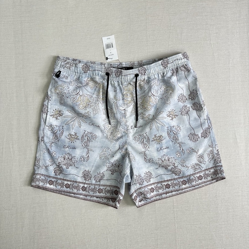 NWT Ksubi Eternity Boardshorts Trunks Shorts Men Medium Blue Bandana Floral